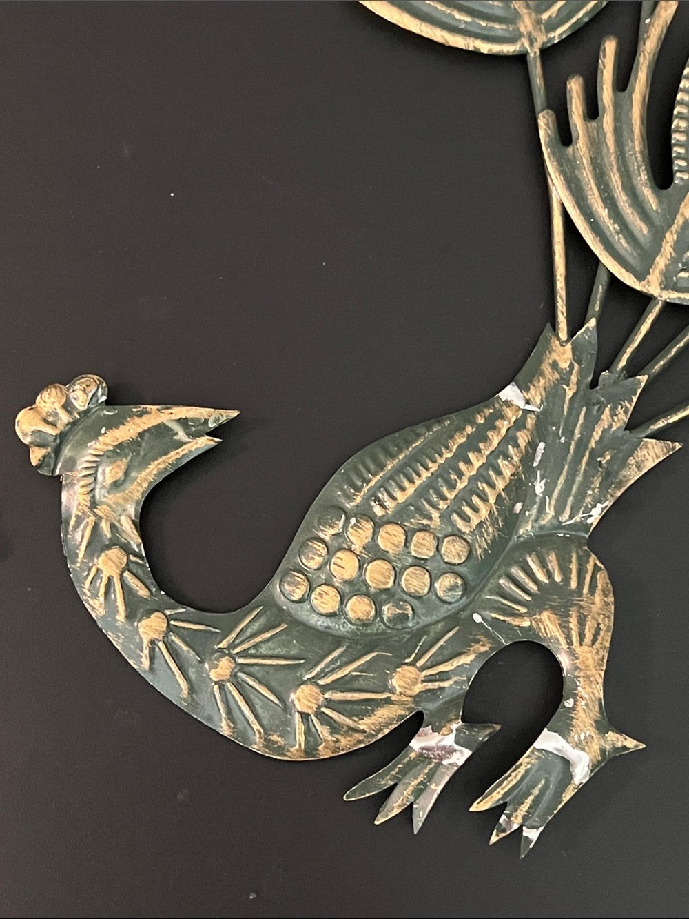 Vintage MCM Metal Peacock Wall Art Decor Set (2) - Made In Hong Kong - Picture 9 of 10